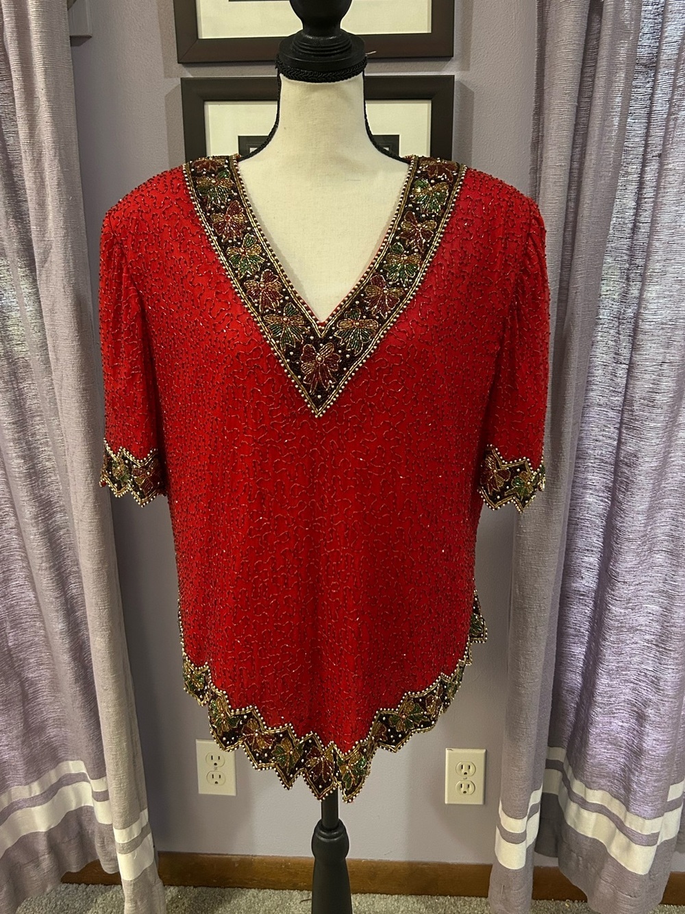Vintage Laurence Kazar Beaded Top